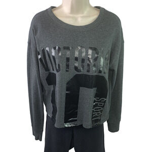 Victoria Secret Sport Women's Gray Cropped Sweatshirt Size Medium Top Pullover